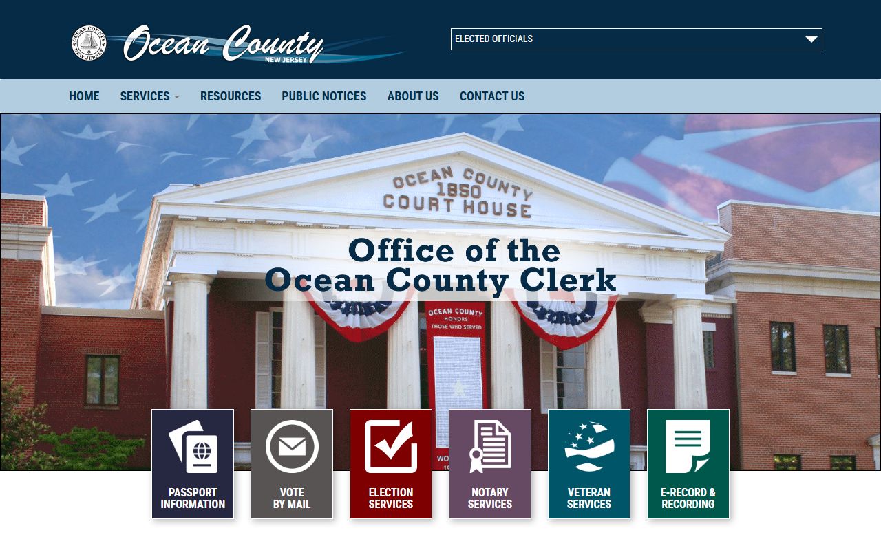 Ocean County Clerk office for Brick Township deed records
