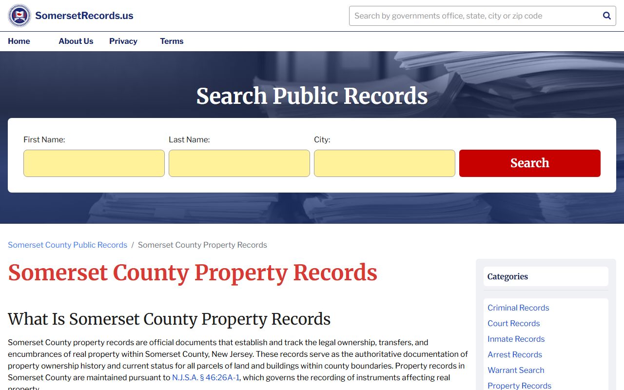 Somerset County Clerk property records portal for Franklin Township deed records