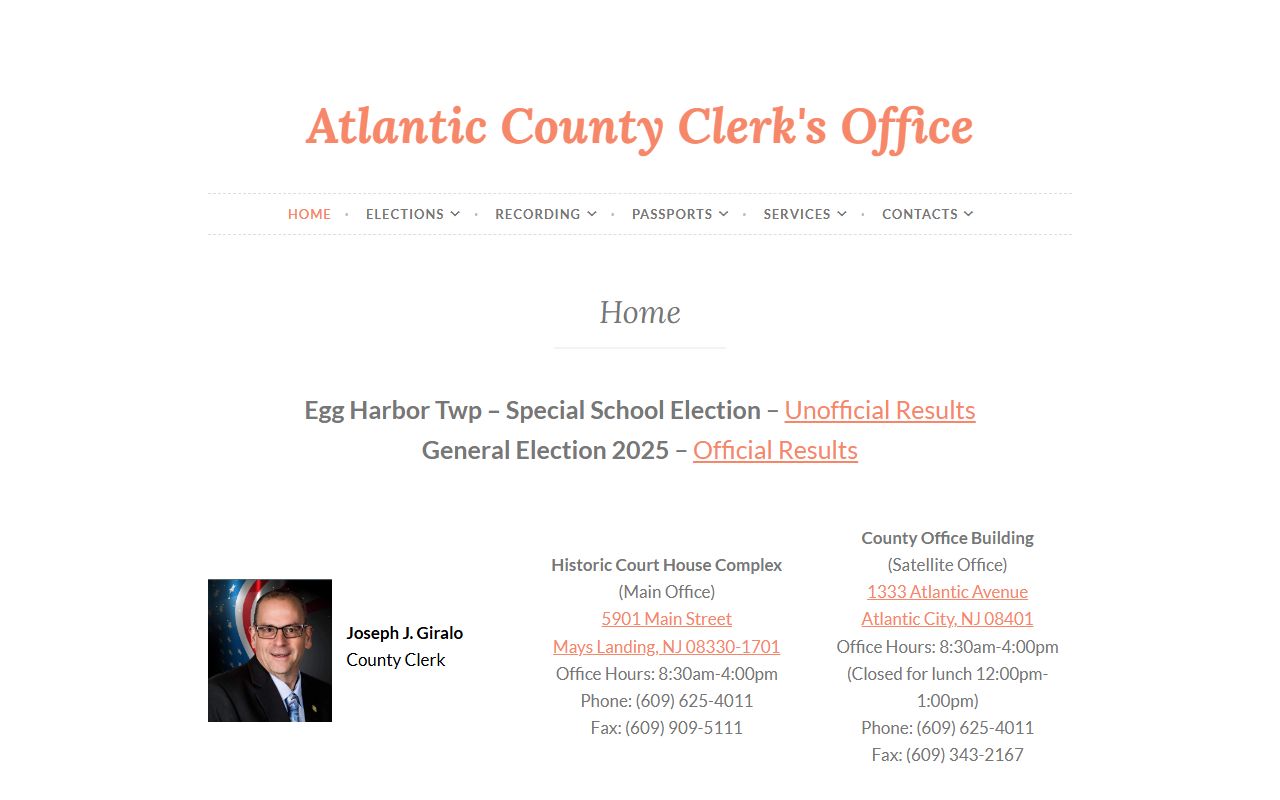 Atlantic County Clerk official website for deed records