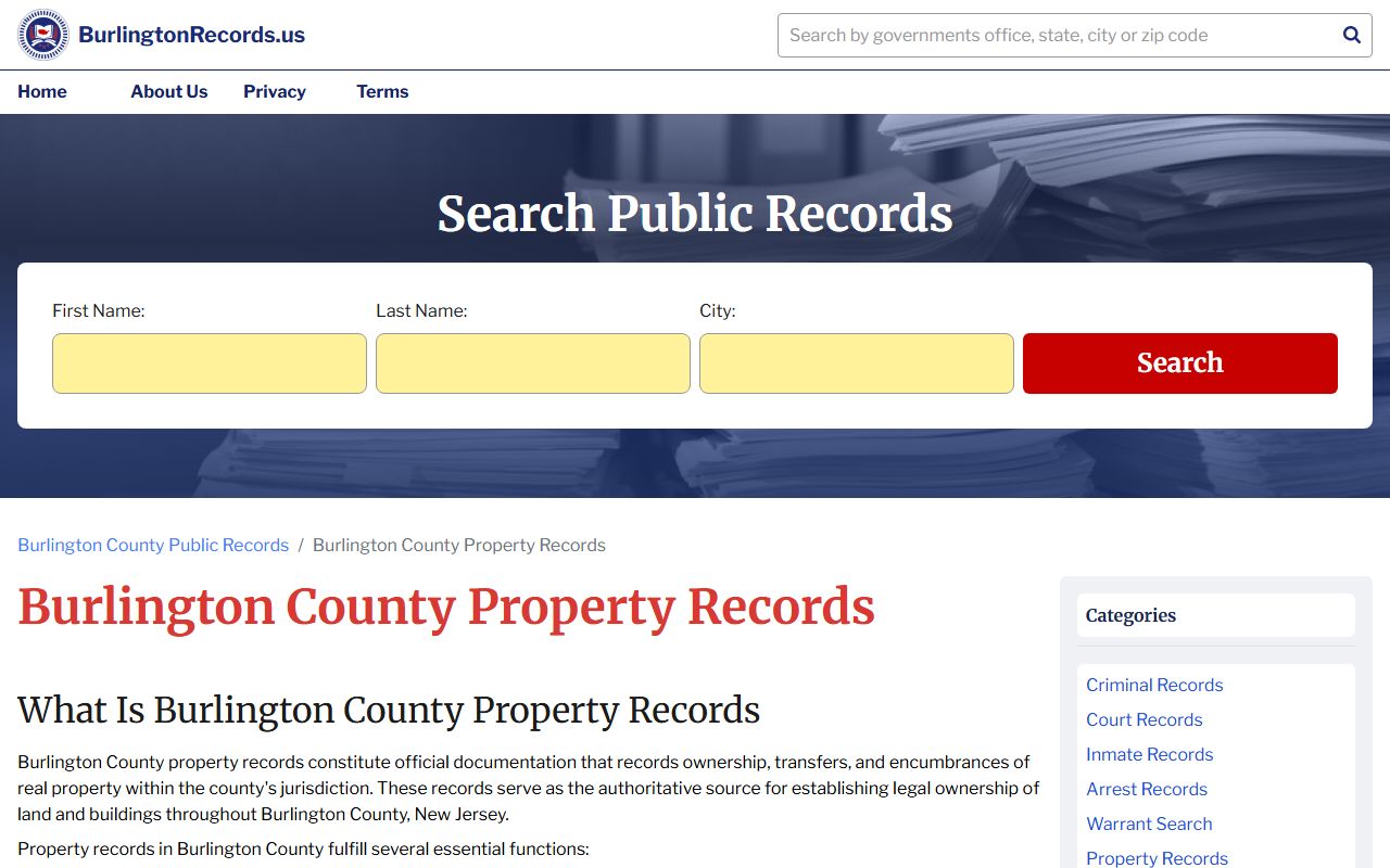Burlington County property records and deed records information