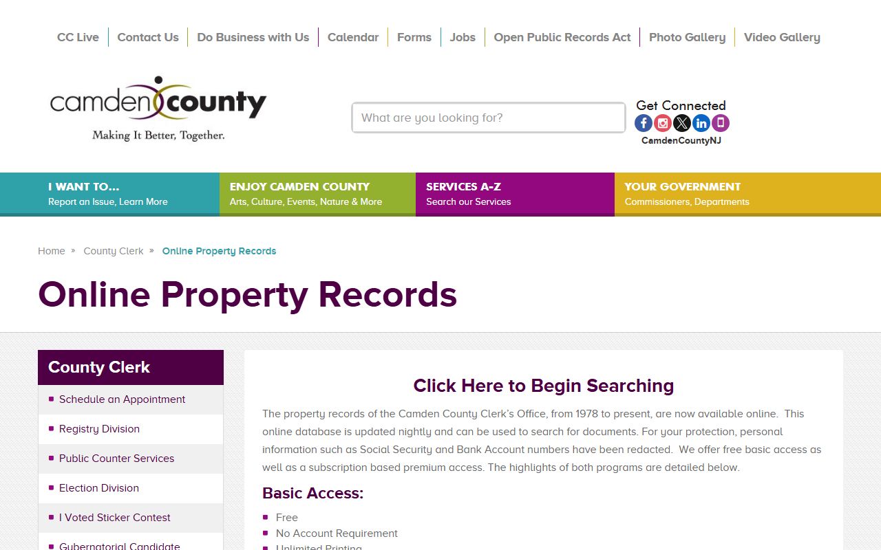 Camden County online property records and deed records access