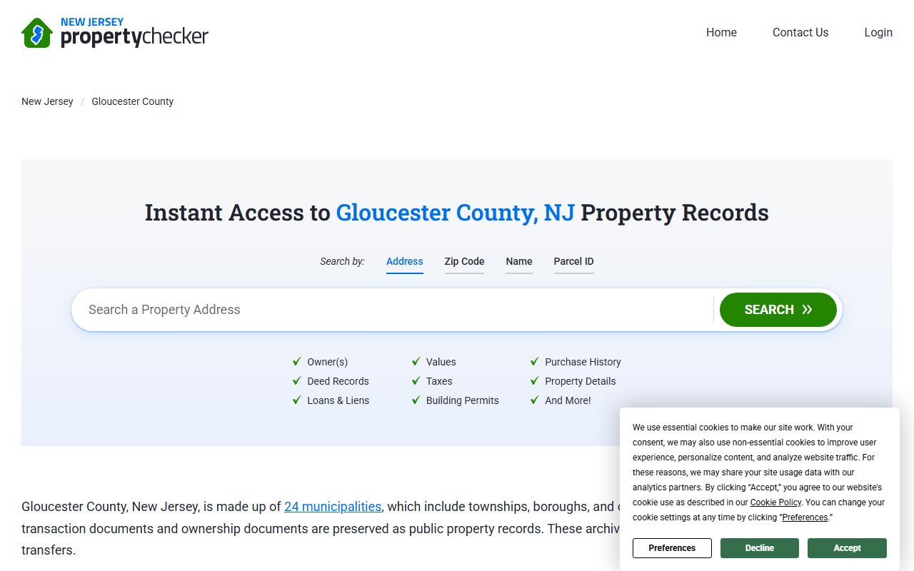 Property records search for Gloucester County deed records
