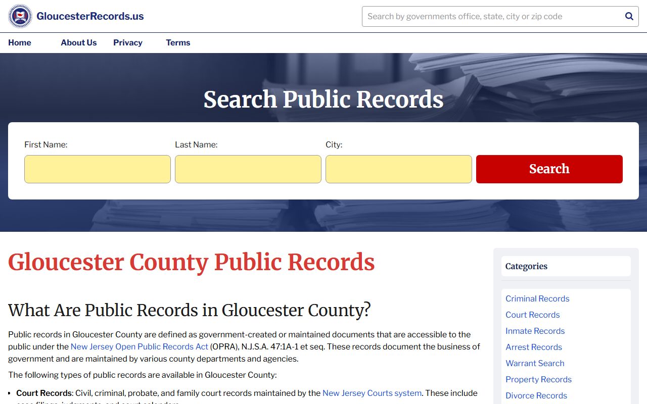 Gloucester County records website for deed records