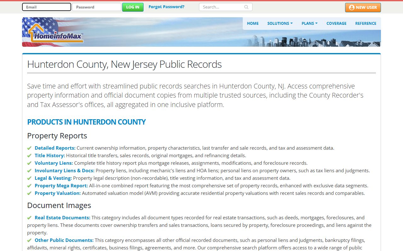 Hunterdon County seat and property information for deed records