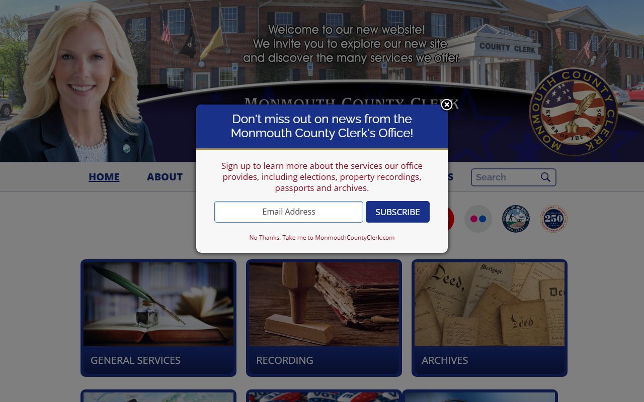 Monmouth County Clerk official website for deed records