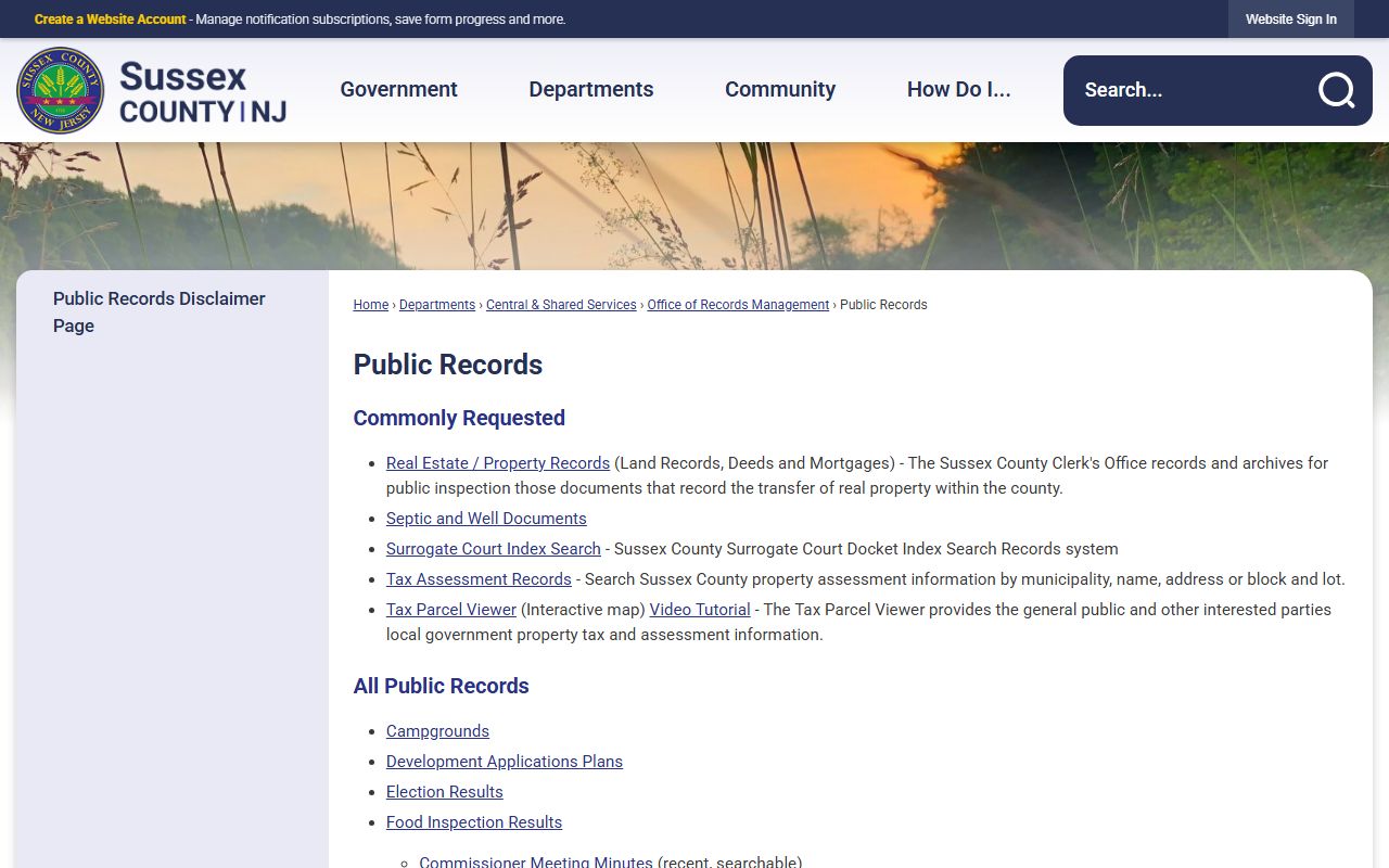 Sussex County public records for deed records access