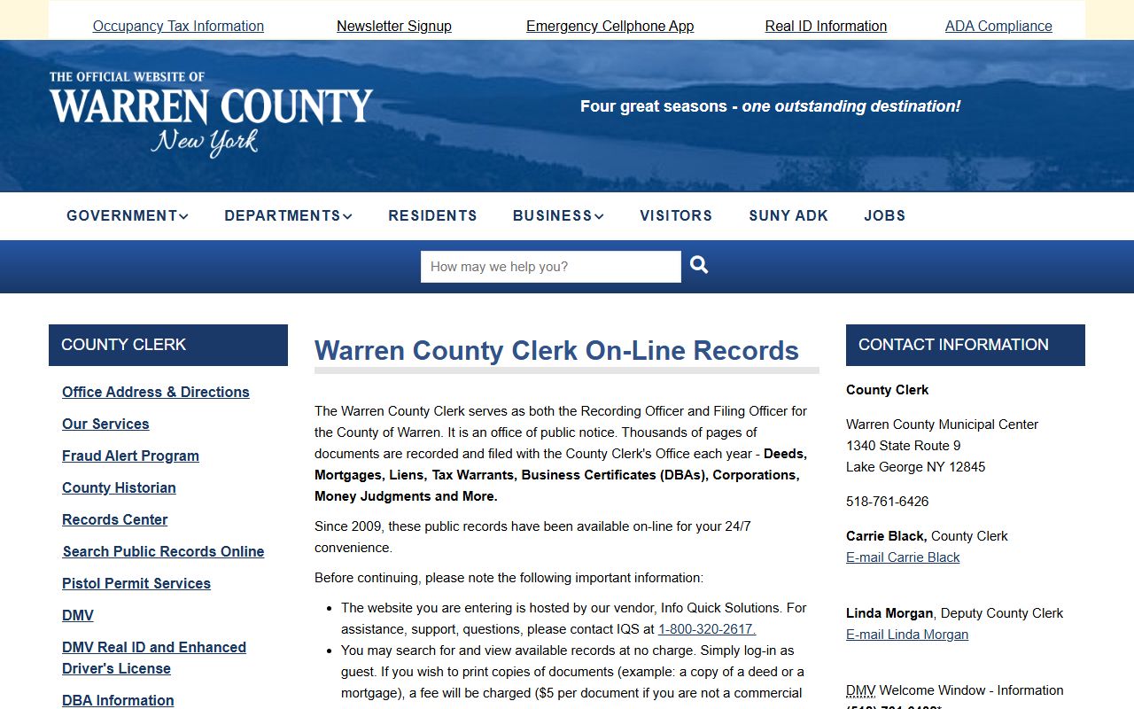 Warren County online real property deed records