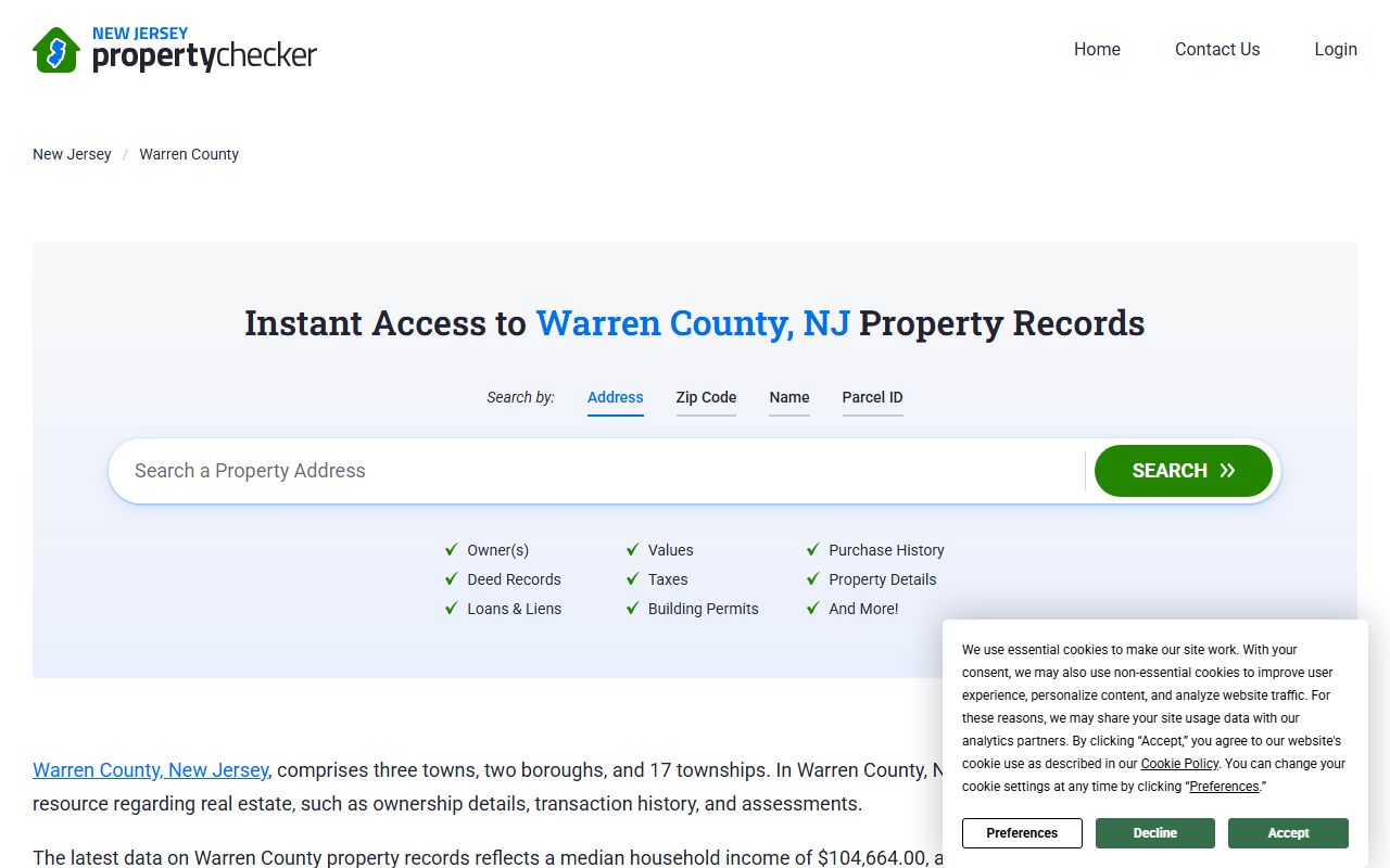 Search Warren County property deed records